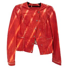 Hugo Boss orangefarbene Lederjacke