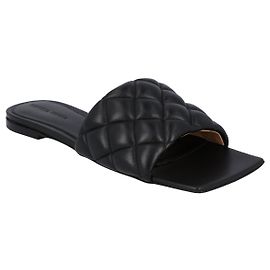 Bottega Veneta Sandalo Piatto Donna Imbottito in Pelle di Agnello Nero