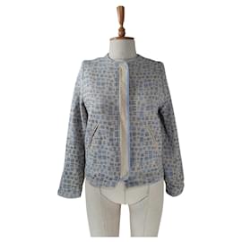 Sessun Jacke Blau Beige Baumwolle Polyamid M