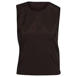 Top bicolore con bottoni automatici sulla spalla Prada in nylon marrone/nero