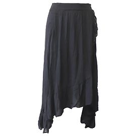 Gonna midi Maje Jonala in crêpe a portafoglio in viscosa nera