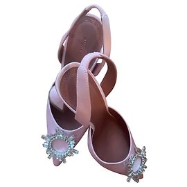 Décolleté Slingback Amina Muaddi in Satin Rosa