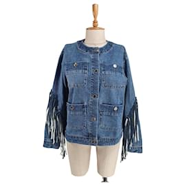 Chaqueta de mezclilla Maje azul de algodón Talla 40