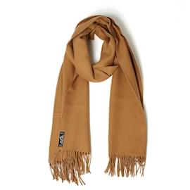 Hermès estola de pañuelo de seda camel dorado
