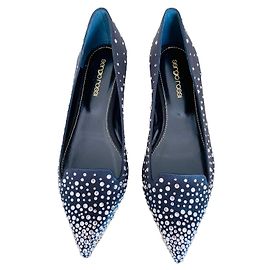 Ballerine Sergio Rossi in Raso Nero con Strass Swarovski