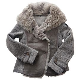 Autre Marque Veste Peau de mouton et laine grise