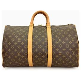 Louis Vuitton Keepall Boston 45 Marrón Beige Tela
