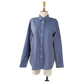 Ralph Lauren Camicia a Righe Blu e Bianca in Cotone XL