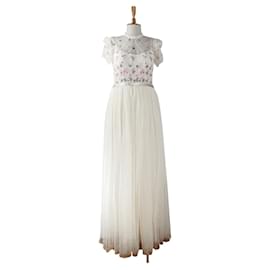 Needle & Thread Maxikleid Weiß Bunt