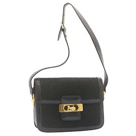 Céline CELINE C Macadam Carruaje de caballos Bolso de hombro Lona Oro negro Auth am1471sol