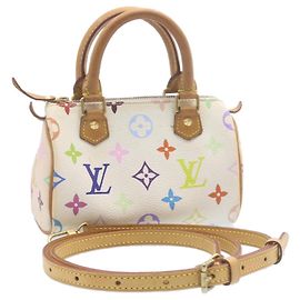 LOUIS VUITTON Mini borsa a mano Speedy multicolore con monogramma Bianco M92645 Aut1013g
