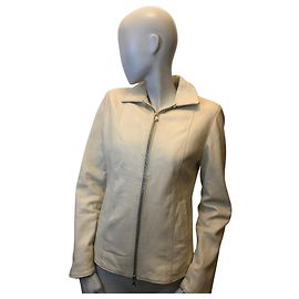 Autre Marque Cremefarbene Lederjacke