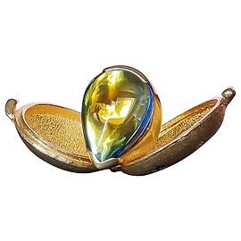 Baccarat-Ring aus Gelbgold und mehrfarbigem grünem Kristall, psydelic-Sammlung.
