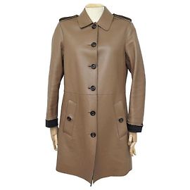 CASACO LONGO BURBERRY 379528 Trincheira 40 JAQUETA DE COURO M IN CAMEL