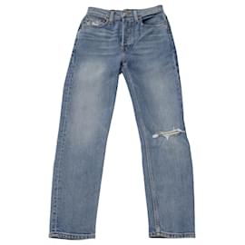 Vaqueros rectos desgastados recortados en denim azul Redone - Re/Done