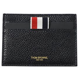 Thom Browne Card Holder with Note Compartment in Black Leather