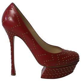 Décolleté con tacco alto e plateau Nicholas Kirkwood in pelle rossa