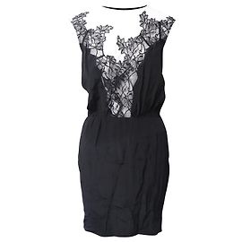 Vestido Sandro Paris de encaje en seda negra