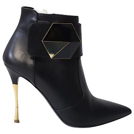 Nicholas Kirkwood Ankle Boot Hexagon em couro preto