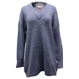 Acne Studios – Keandra – Pullover mit V-Ausschnitt aus blauem Nylon