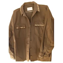 Giacca a camicia Sandro in cotone kaki