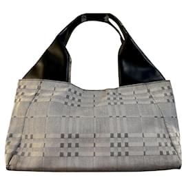 Burberry grande borsa vintage in tela e pelle
