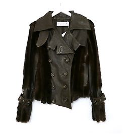 Christian Dior x La caduta di John Galliano 2006 visone, Giacca biker in pelle e tulle