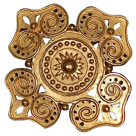 Balenciaga Brosche aus Goldmetall im byzantinischen Stil
