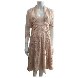 Max Mara Kleid aus rosafarbenem Seidenchiffon mit Pailletten