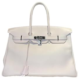 Borsa a mano Hermès Birkin 35 in pelle bianca