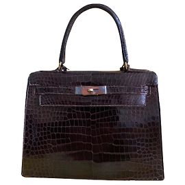 Borsa Hermès Kelly Coccodrillo Marrone 28