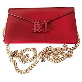 Pochette Max Mara Wallet Pocket Rouge Cuir Chaîne Dorée