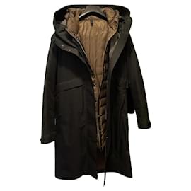 Blauer Parka Larga Negra