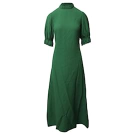Autre Marque Emilia Wickstead Vestido mimi de cloqué con aberturas en viscosa verde