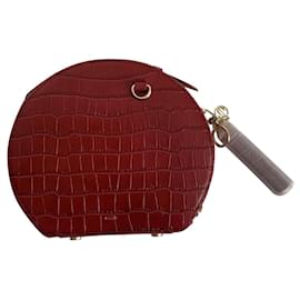 Borsa rotonda Maje in pelle goffrata cocco rossa