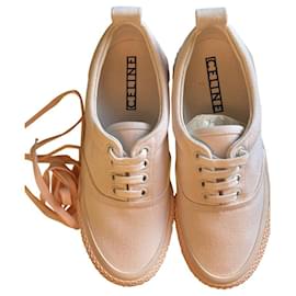 Sneakers Céline bianche e rosa in tela 36