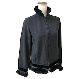 La Perla Paillettenjacke Dunkelgrau Viskose
