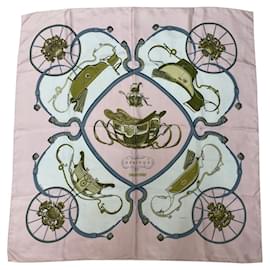 Foulard Hermès Springs in seta rosa 90 cm