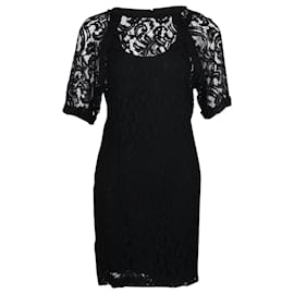 Vestido lencero de encaje Maje en viscosa negra