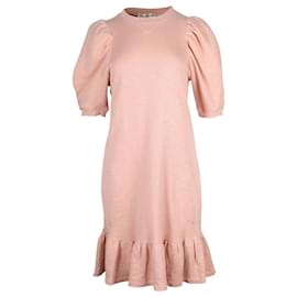 Ulla Johnson Strickkleid mit Puffärmeln aus rosafarbener Baumwolle