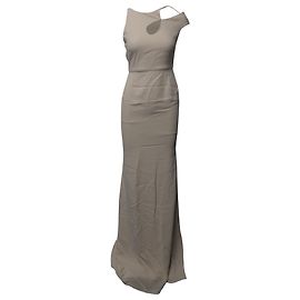 Abito lungo Roland Mouret con spalle scoperte in viscosa panna