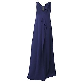 Abito lungo Roland Mouret con scollo a V senza maniche in poliestere blu navy