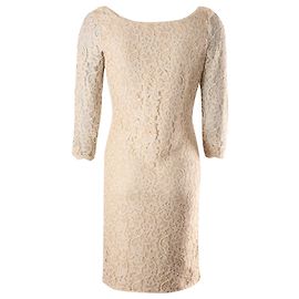 Vestido de encaje Zarita de manga larga en rayón beige de Diane Von Furstenberg