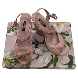 Sandali con zeppa Dolce & Gabbana rosa in pelliccia 36