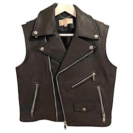 Chaqueta sin mangas Michael Kors de piel negra
