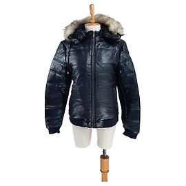 Giacca Rochas in pelle nera e pelliccia