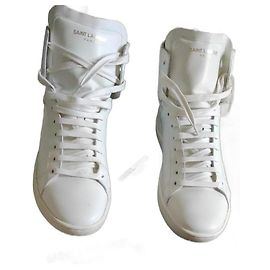 Sneakers alte Yves Saint Laurent in pelle di struzzo color eggshell