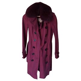 Gabardina Burberry Rojo Oscuro Algodón Cachemira