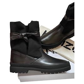 Stivaletti Kenzo Safari neri in pelle e cotone Taglia 39