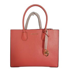 Borsa a mano Michael Kors Mercer in pelle rosa con finiture oro